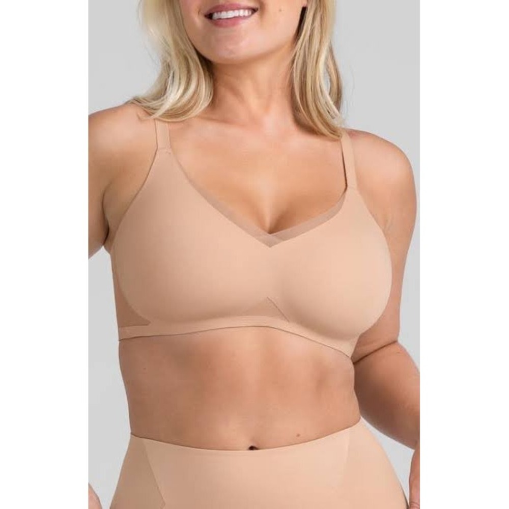Honeylove Liftwear Bra Women Size M 36B/C Sand Tan EUC Wireless Seamless